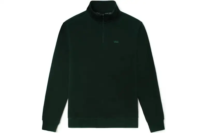 Vans Sweatshirts Unisex Green Stand Collar Thickened Mock Two Piece