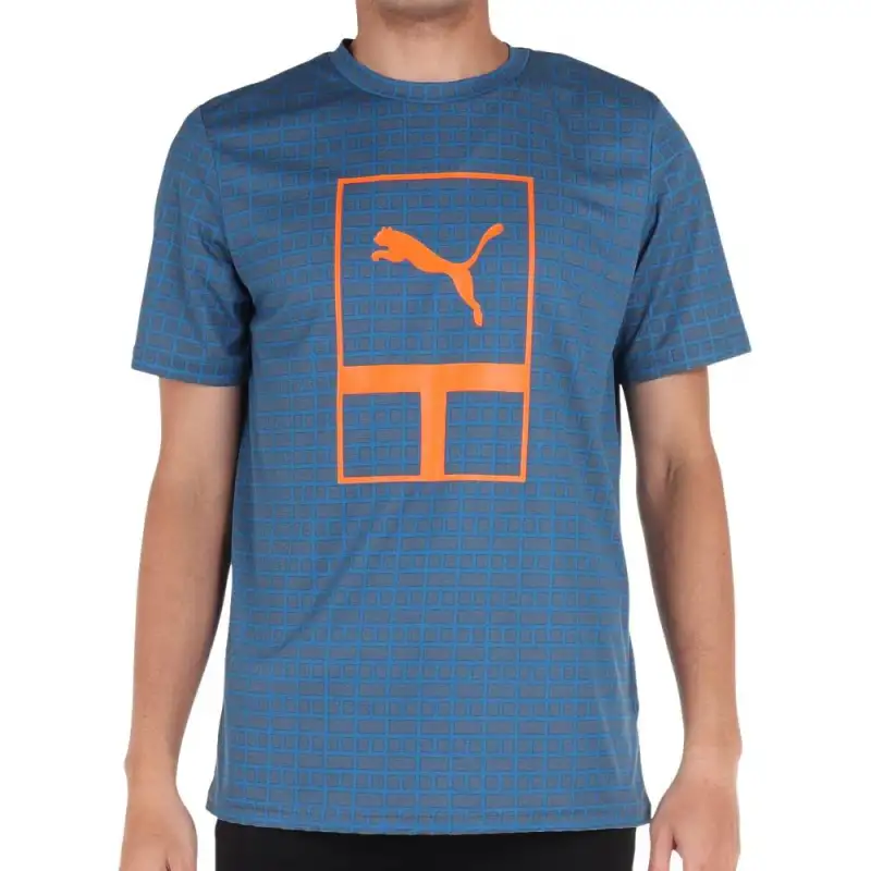 PUMA T Shirts Men's Blue Crew Neck Moderate Straight Fit