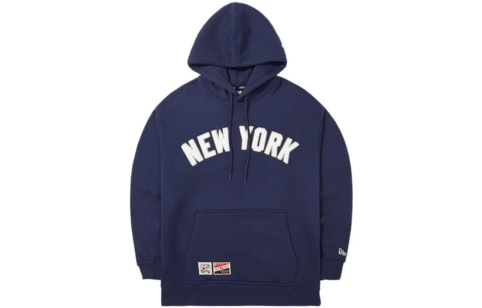 New Era MLB FW23 New York Yankees, Vintage Pullover Fleece Lined Letter Embroidery Sweatshirt Unisex Navy Blue