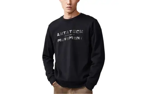 ANTA Variety Training Collection Sweatshirts Men's Black Crew Neck Thickened Regular