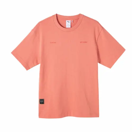 PUMA T Shirts Unisex Pink Crew Neck Moderate Straight Fit
