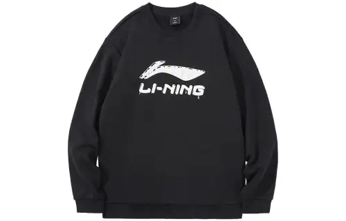 Li Ning Sports Life Collection Letter Logo Label Running Pullover Fleece Lined Thermal Sweatshirt Men's