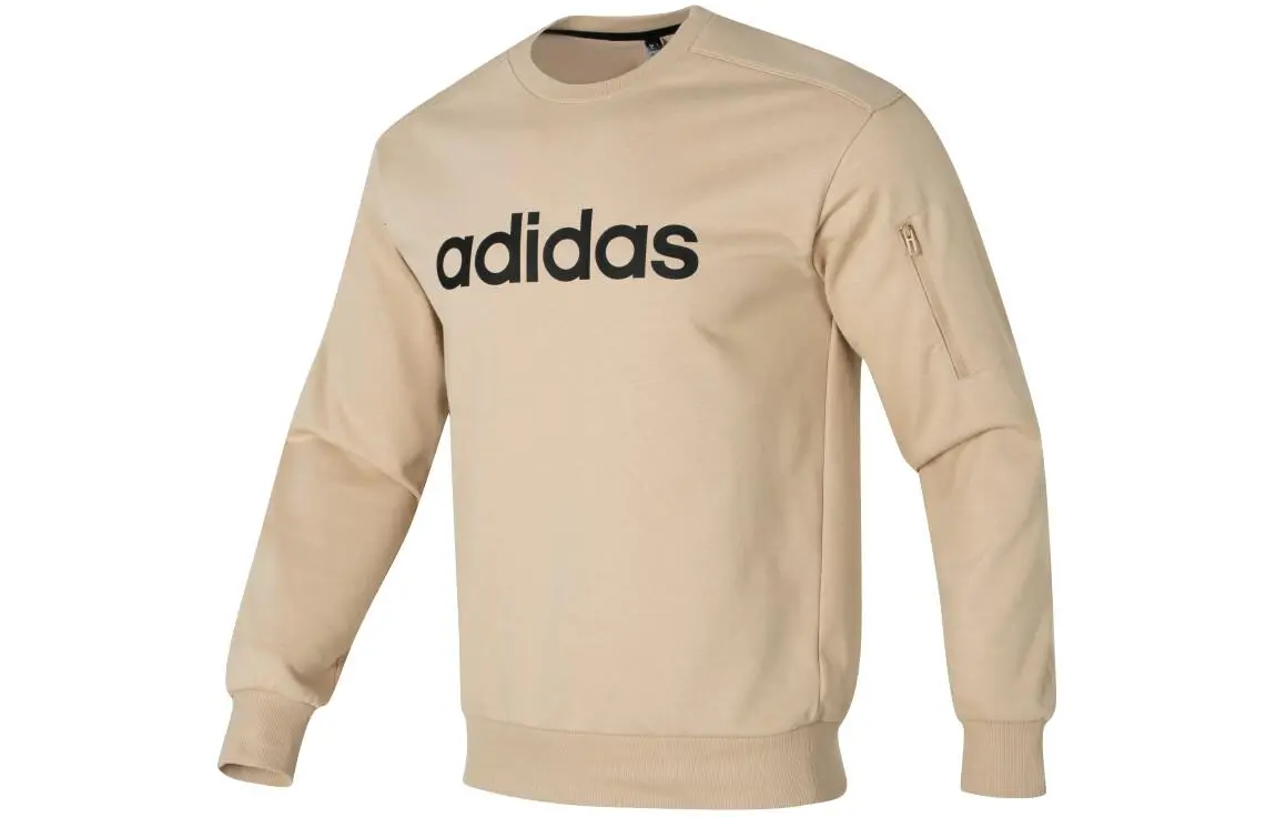 Adidas Sweatshirts Men's Khaki Crew Neck Moderate Straight Fit