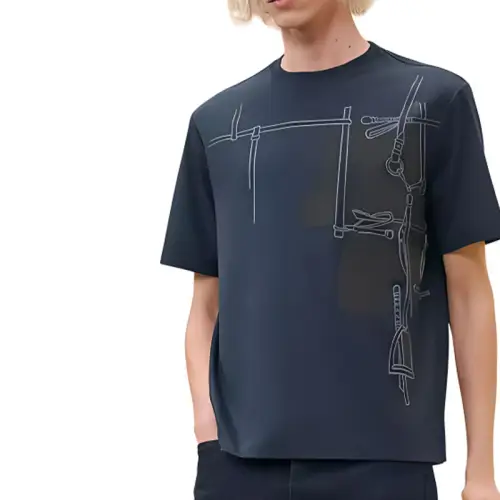 HERMES T Shirt Men's Ocean Blue
