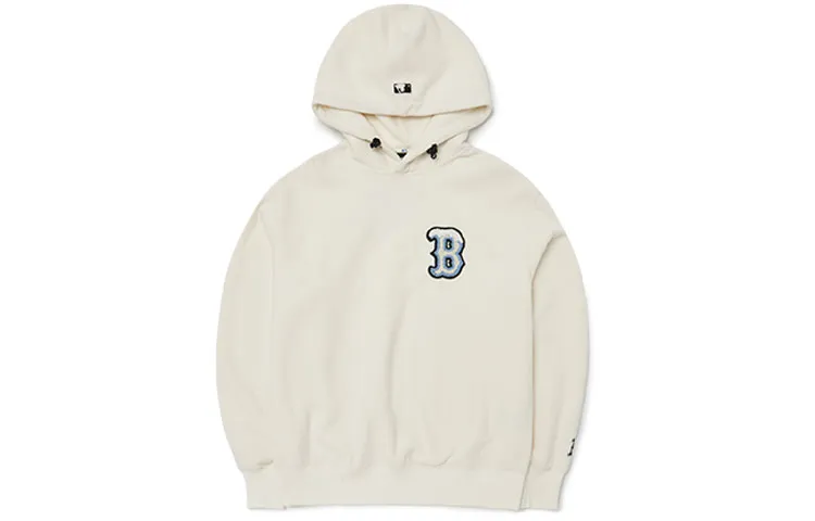 MLB Boston Red Sox Sweatshirts Unisex Ecru Hooded (Non-detachable) Moderate