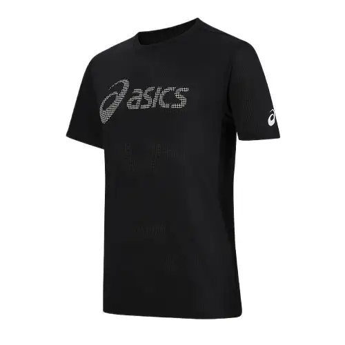 ASICS T Shirts Men's Black Crew Neck Moderate