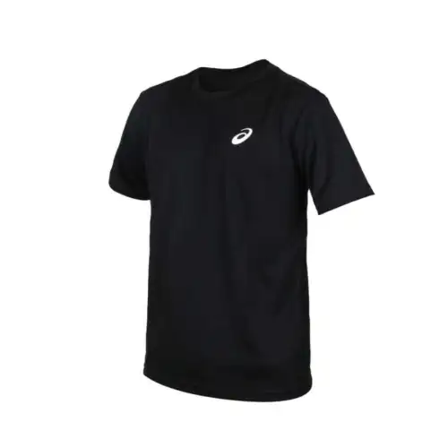 ASICS T Shirts Men's Black White Crew Neck Moderate