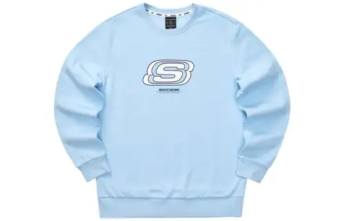 Skechers Colorful Sweatshirts Unisex Air Blue Crew Neck Thickened Regular