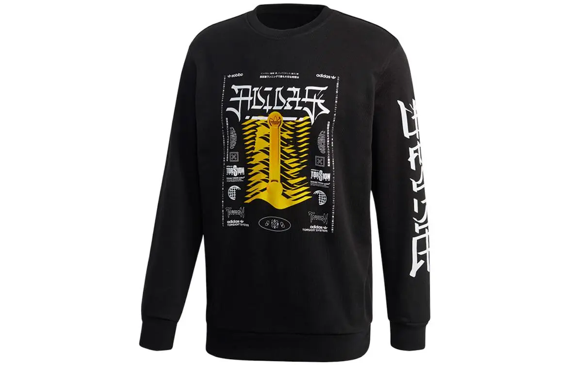 Adidas Originals TORSION TREFOIL CREW Sweatshirts Men's Black Crew Neck Moderate Regular