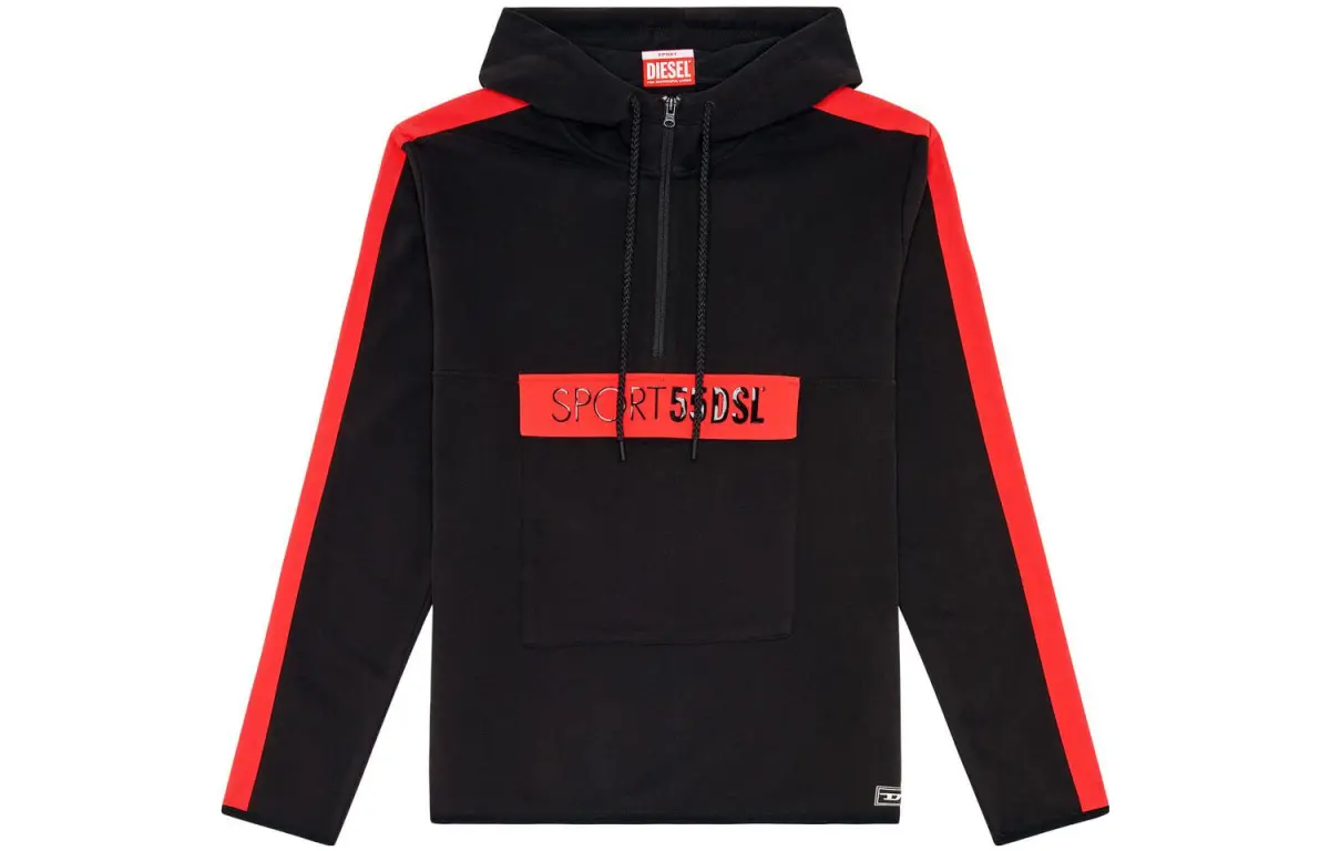 DIESEL Sweatshirts Men's Black Hooded Moderate Straight Fit