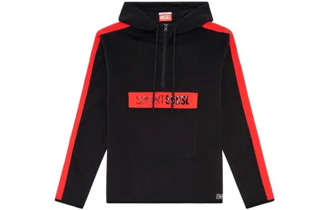 DIESEL Sweatshirts Men's Black Hooded Moderate Straight Fit