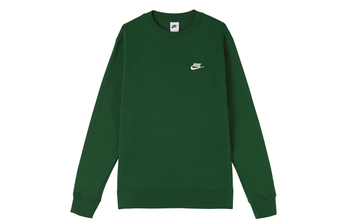 Nike NSW Club Men's Logo Embroidered Pullover Sweatshirt Green