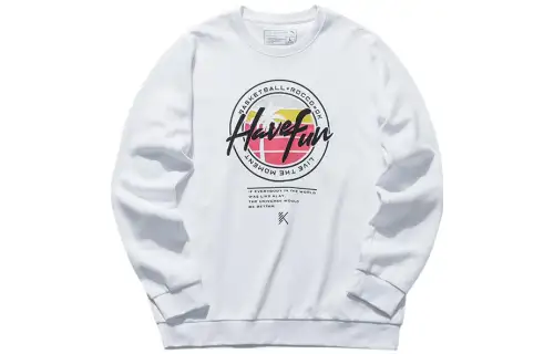 ANTA Basketball Collection Sweatshirts Men's White Crew Neck Moderate Regular