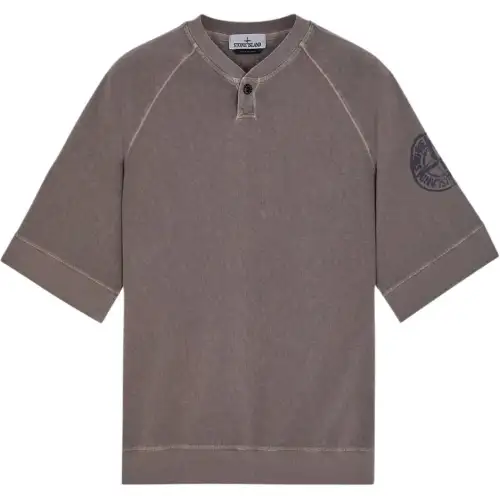 STONE ISLAND T Shirts Men's Brown V Neck Moderate Straight Fit