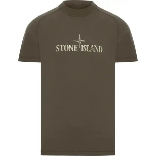 STONE ISLAND Logo Printed Crewneck T Shirt
