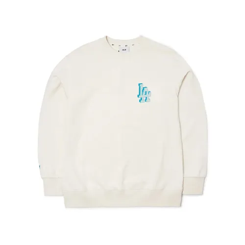 MLB Solid color Los Angeles Dodgers mosaic LA large logo sweatshirt, same style for men and women, off-white