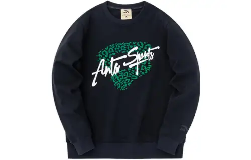 ANTA Life Collection Sweatshirts Men's Black Crew Neck Thickened Regular