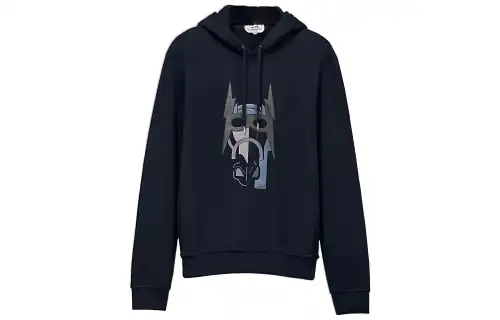 HERMES Sweatshirts Men's Marine Blue Hooded Moderate Regular