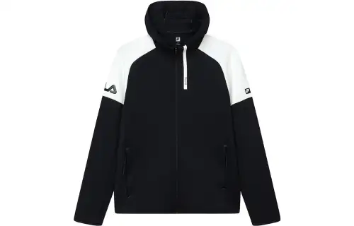 FILA Sweatshirts Men's Black Hooded Moderate Cardigan