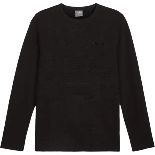PUMA ESS ELEVATED Waffle Long Sleeve T Shirt Men's Black