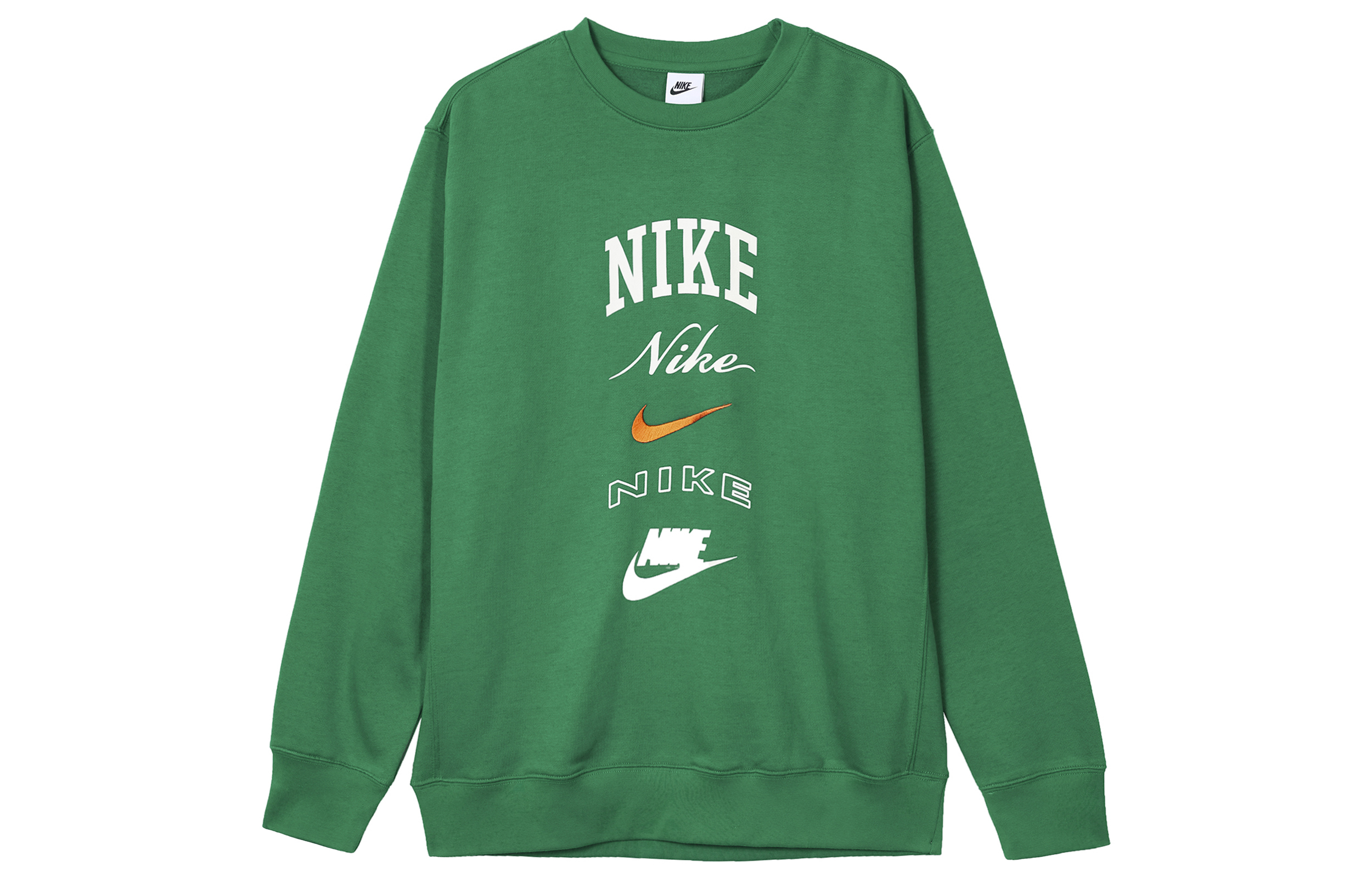 Nike Club Fleece Letter Crew Neck Fleece Lined Casual Long Sleeved American Vintage Sweatshirt Men's Green
