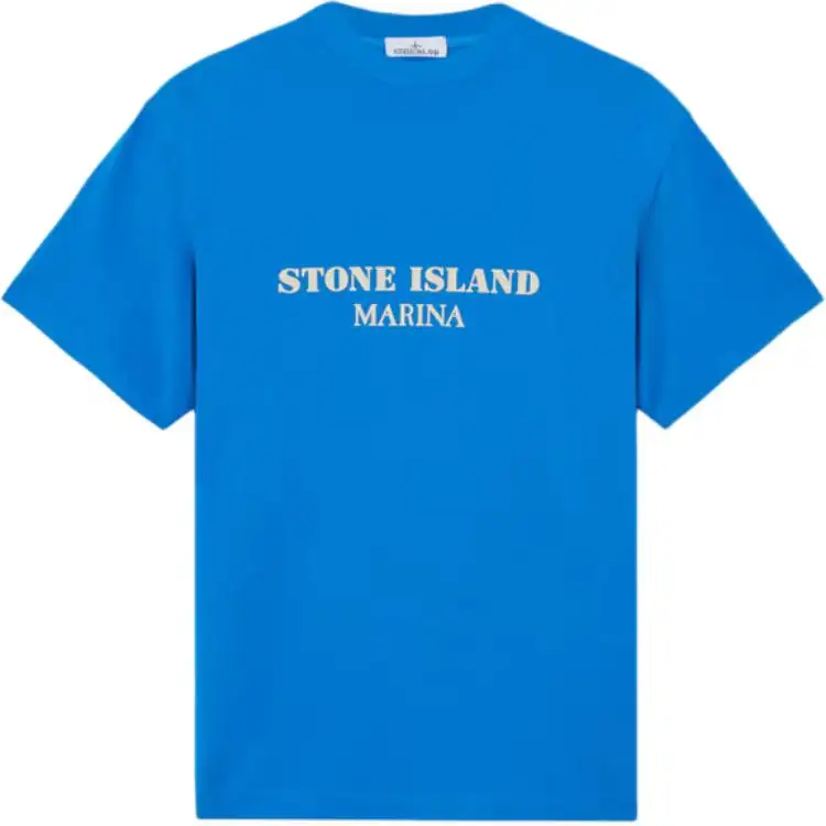 STONE ISLAND MARINA T Shirts Men's Bright Blue Crew Neck Moderate Straight Fit