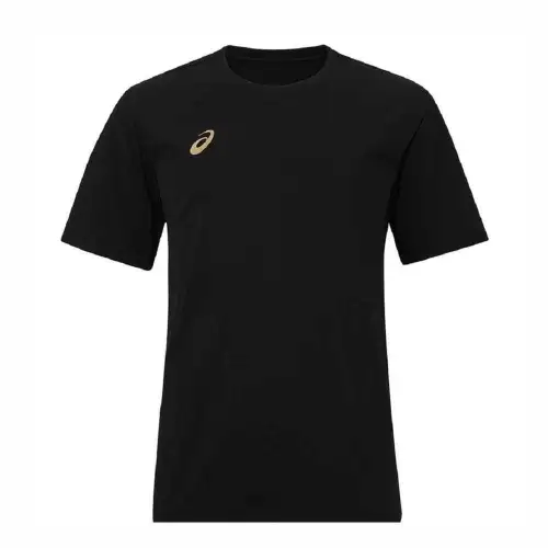 ASICS T Shirts Unisex Black Crew Neck Moderate