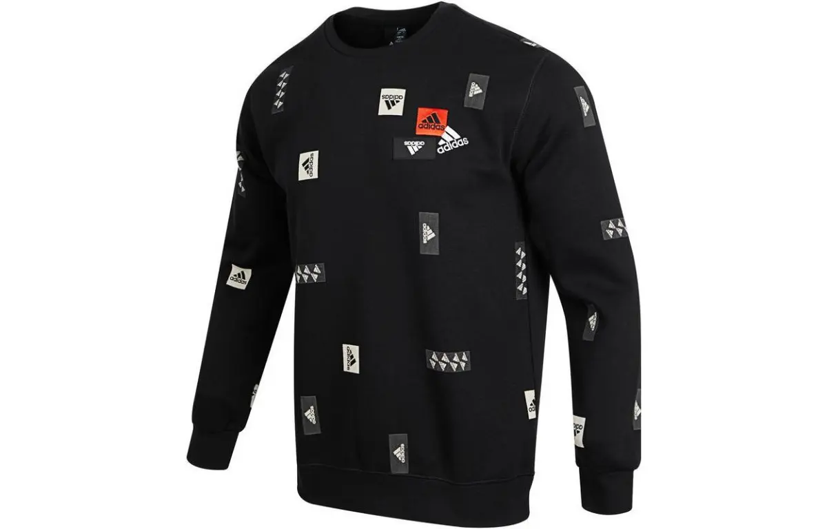 Adidas Sweatshirts Men's Black Crew Neck Moderate Regular