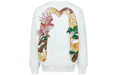 EVISU Sweatshirts Men's White Crew Neck Moderate Regular