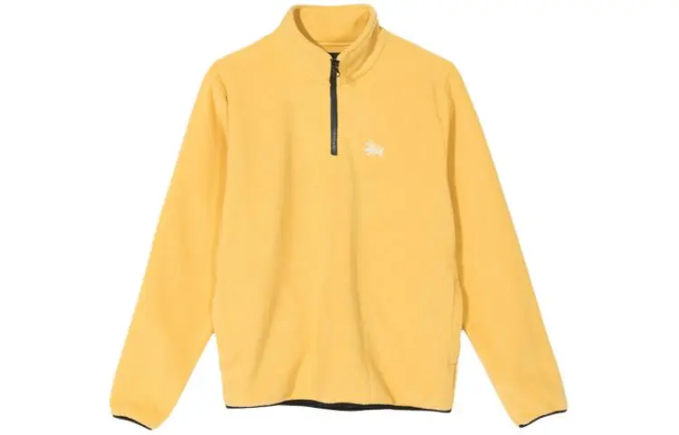 Stussy Letter Embroidery Half Zip Flannelette Minimalist Style Fleece Lined American Vintage Sweatshirt Unisex