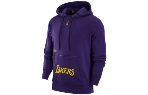 Jordan Lakers NBA Sweatshirts Men's Purple Hooded Moderate Regular