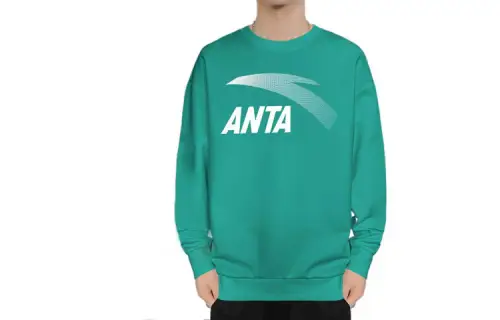 ANTA Sweatshirts Men's Green Crew Neck Thickened Regular