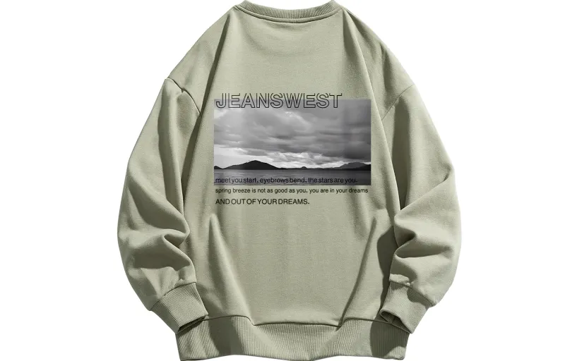 JEANSWEST Sweatshirts Unisex Crew Neck Moderate Regular