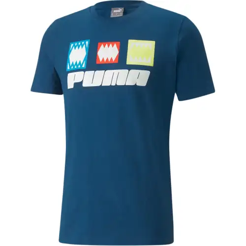 PUMA T Shirts Men's Dark Blue Crew Neck Moderate Straight Fit