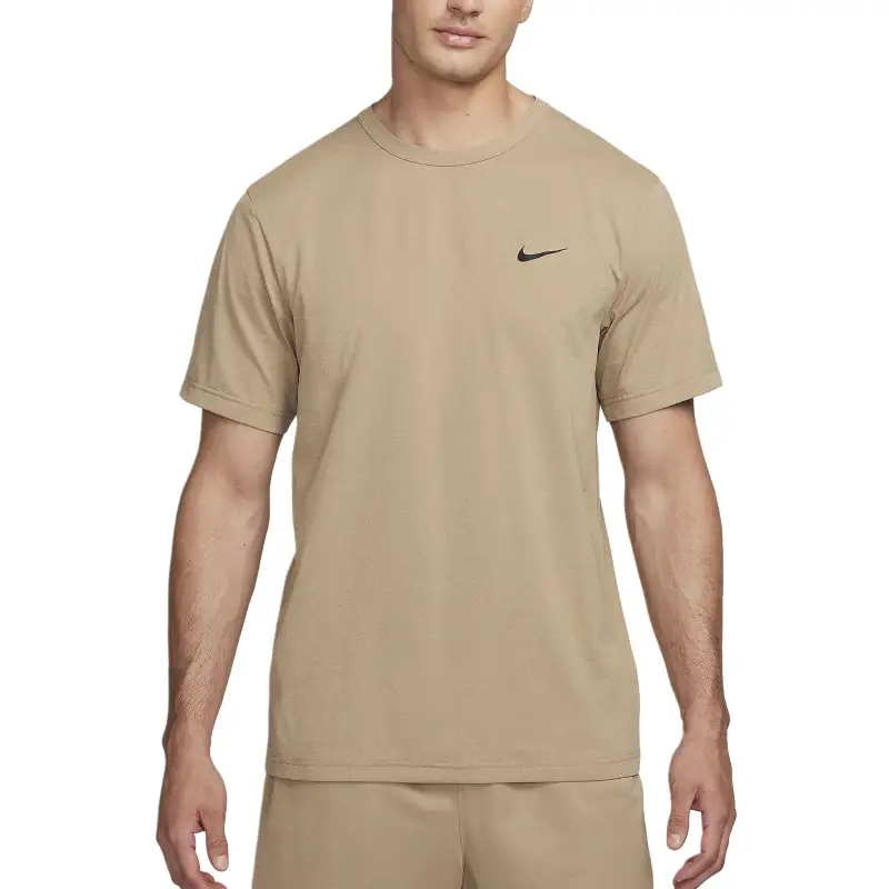 Nike T Shirts Men's Khaki Crew Neck Moderate Straight Fit