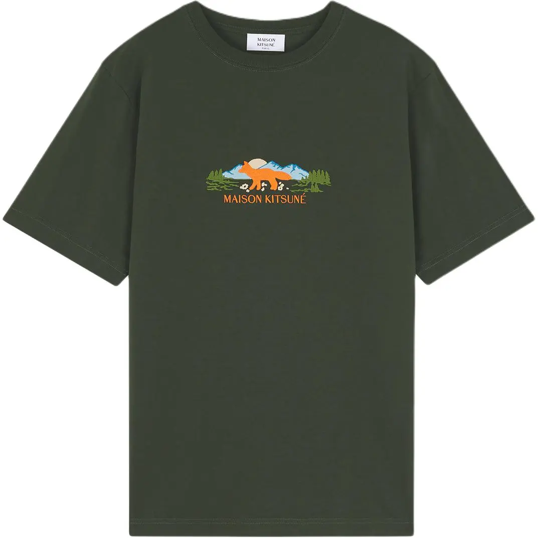 Maison Kitsuné Outdoor Profile Fox Embroidered Crewneck T Shirt