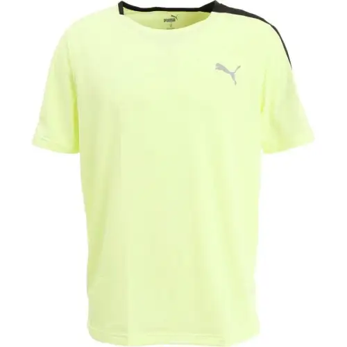 PUMA T Shirts Men's Yellow Crew Neck Moderate Straight Fit