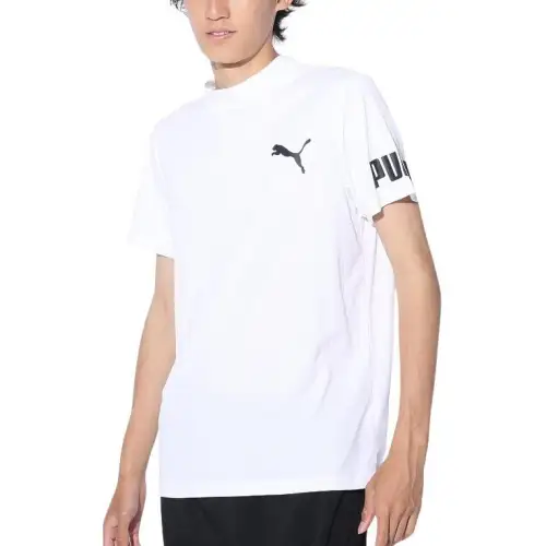 PUMA T Shirts Unisex White Crew Neck Moderate Straight Fit