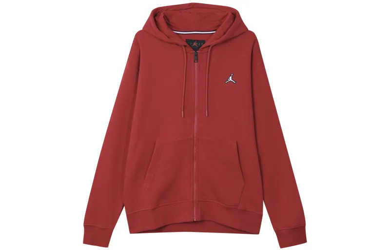 Jordan Sweatshirts Men's Red Hooded Thickened Cardigan