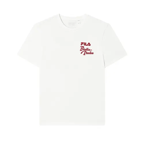 FILA T Shirts Men's Cloud White Crew Neck Moderate Straight Fit