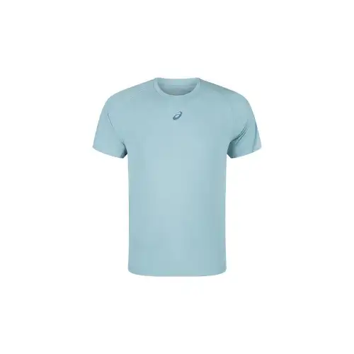 ASICS T Shirts Men's Dusty Blue Crew Neck Moderate Straight Fit