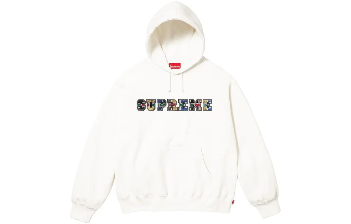 Supreme Collegiate Patchwork Leather Hooded Sweatshirt