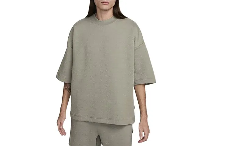 Nike T-Shirts Men's Gray Crew Neck Moderate Straight Fit