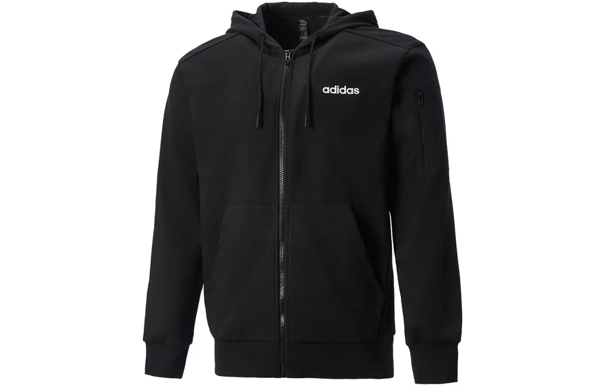 Adidas Sweatshirts Men's Black Hooded Moderate Cardigan