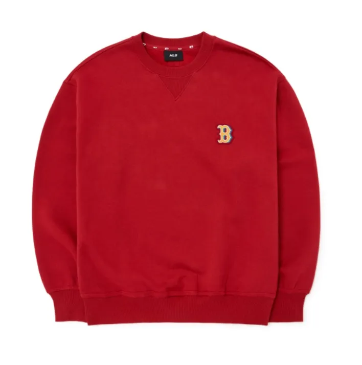 MLB Boston Red Sox FW22 Logo Embroidery Pullover Fleece Lined Sweatshirt Men's Burgundy
