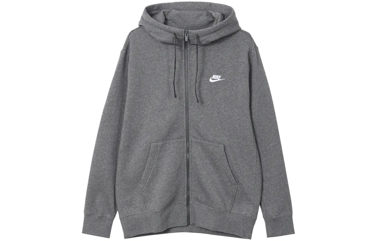 Nike Sweatshirts Men's Gray Hooded Moderate Cardigan