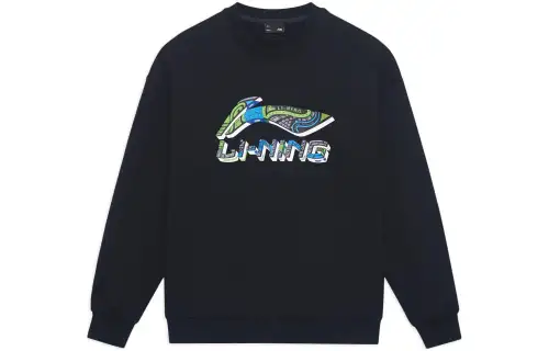 Li Ning Sports Life Collection Sweatshirts Unisex Black Crew Neck Moderate Regular