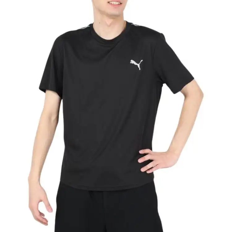 PUMA T Shirts Men's Black Crew Neck Straight Fit