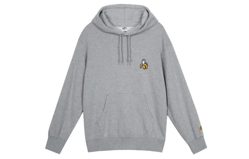 UNIQLO Sweatshirts Unisex Gray Hooded Moderate Other