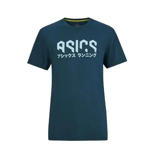 ASICS T Shirts Men's Green Crew Neck Moderate